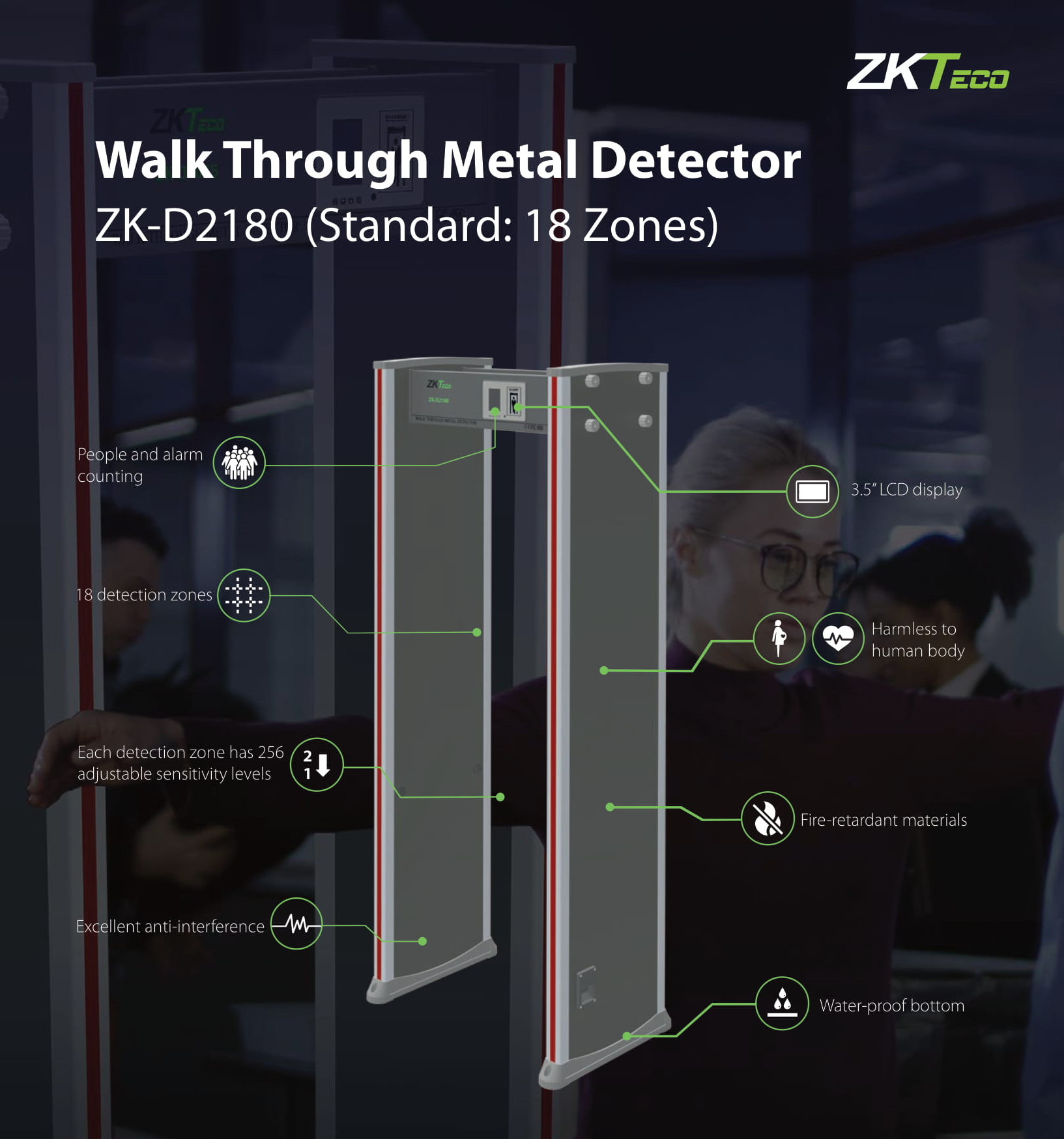 Cổng dò kim loại ZKTECO D2180S