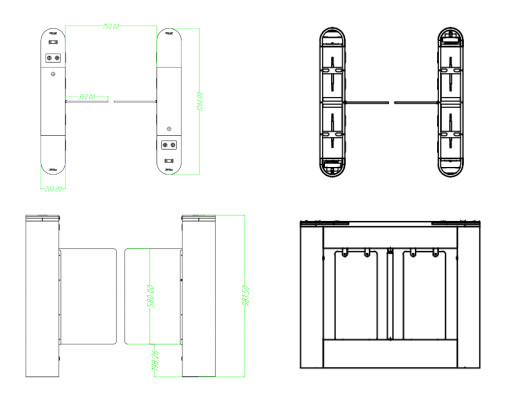 Cổng kiểm soát an ninh phân làn tự động Swing Barrier ZKTeco SBTL300