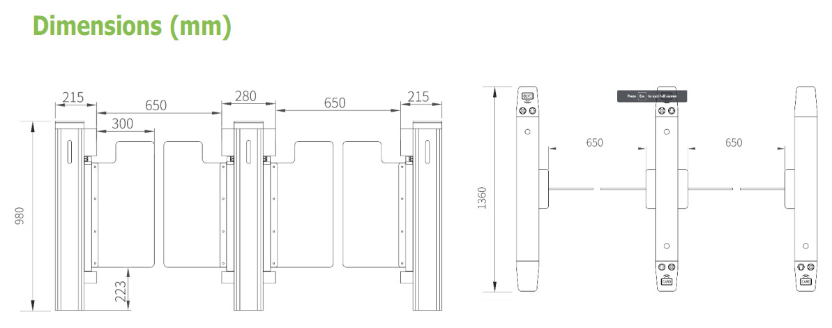 Cổng kiểm soát an ninh phân làn tự dộng Swing barrier ZKTeco SBTL500