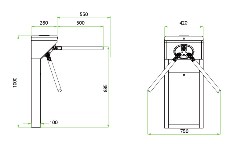Cổng xoay ba càng ZKTeco TS1000 Plus chính hãng