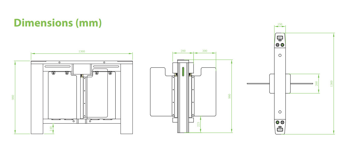 Cổng kiểm soát an ninh phân làn tự dộng Swing barrier ZKTeco SBTL520